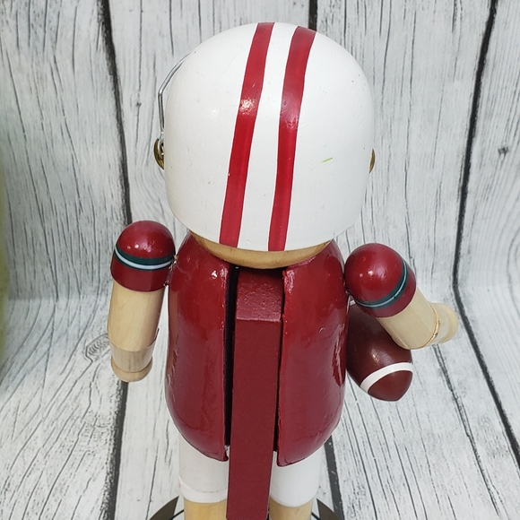 Wooden 9" Nutcracker w/ Helmet & Holding Football - Picture 5 of 9